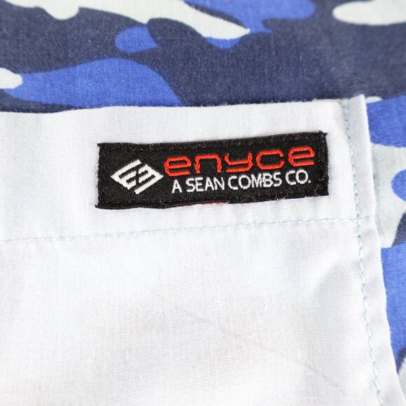 Enyce A Sean Combs Co. Blue Camo Shirt Men's Large Collared Button Up - Picture 4 of 11